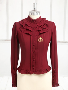 Chemisier lolita classique en chiffon col montant