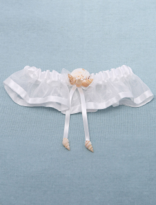 Jarretière de mariage nuptiale magnifique blanc