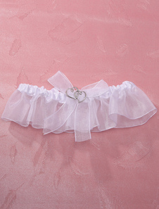 Jarretière de mariage en organza blanc avec noeud