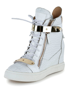 Bottines plates à lacets en peau de vache blanc imprimé géométrique