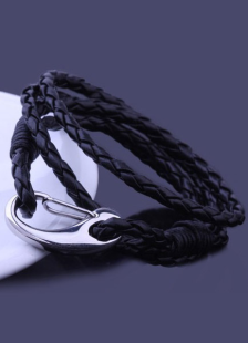 Bracelet homme en faux cuir noir fermoir homard