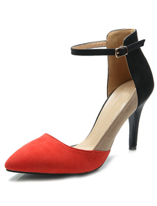 Escarpins à bout pointu et talon aigu en cuir suédé color-block