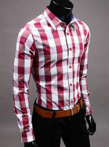 La mode coton carreaux manches longues répandre Fashion Casual Shirt cou masculine