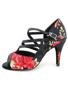 Chaussures de danse latine en tissu multicolore imprimé fleuri