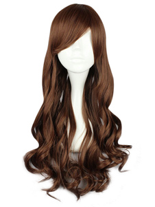 Perruque lolita marronne unicolore bouclée