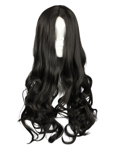 Fantastique noir Long Curly rayonne Lolita perruques