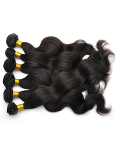 Brun noir 16 pouces 80g onde de cheveux moyenne humaine cheveux vierges
