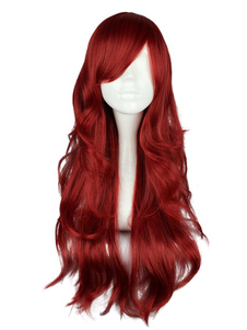 Perruque lolita bordeaux unicolore longue bouclée