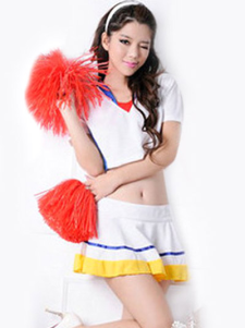 Polyester blanc chaud Pom-Pom Girl Costume