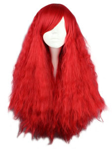 Chaud rayonne rouge Lolita longue perruque