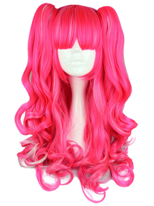 Perruque lolita fuchsia bicolore longue frisée