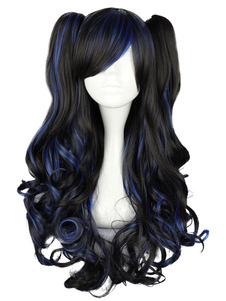 Long Curly Multi couleur fantastique rayonne Lolita perruque