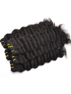 16 pouces 80g moyen brun noir humains cheveux vierge cheveux Waft