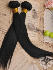 Extension de cheveux noire droite en cheveux humains