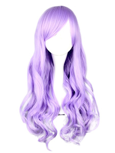Dandy lilas rayonne Long Curly Lolita belle perruque