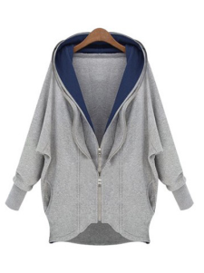 Activewear pour femme en coton gris manches chauve-souris surdimensionné