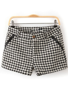 Populaire short féminin mode noir imprimé dents de chien