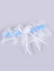 Blanc, Jarretière de mariée fleurs arc Polyester jarretière de mariée