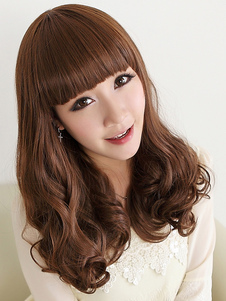 Perruque moyenne chocolat boucles volumineuses