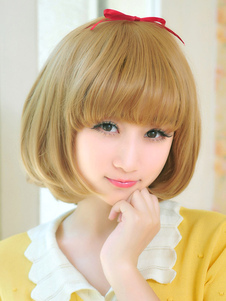 Perruque courte d'or dégradée en fibre