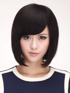 Short noir Bobs perruques de cheveux humains de la femme