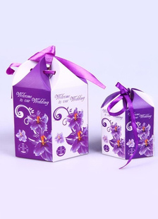 20 Pièces à six pans creux papier violet Wedding Favor Box