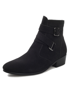 Bottes homme noir avec zip et boucle