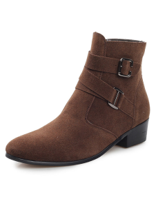 Bottes homme marron avec zip et boucle