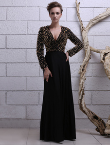 Robe charmante de soirée fourreau en polyester avec rivets