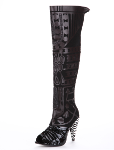 Cuissardes chic à talons cônes en PU multicolore imprimé géométrique