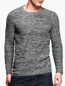 Pull en polyester bicolore à tricot de col ras du cou