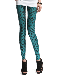 Charmant leggins pour femmes mode en polyester vert imprimé d'écailles