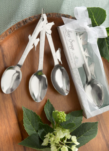 3 Pièces argent oiseau en forme de cuillères métalliques pour mariage