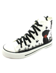 Sneakers en toile imprimé de dessins animés à lacets