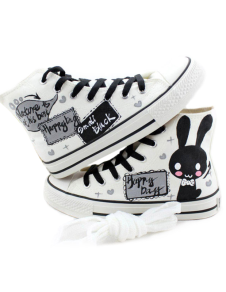 Sneakers en toile imprimé de dessins animés à lacets