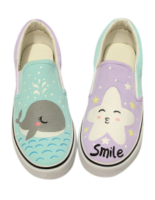 Mignon Multi couleur ronde Toe peinture toile Shosse
