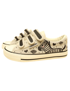 Sneakers en toile imprimé de zèbre avec velcro