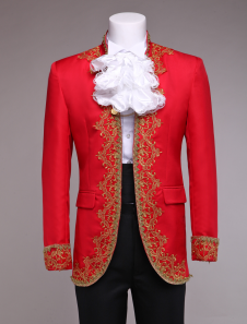 Rouge Style européen Vintage Costume Royal Outfit Prince de rétro Costume masculin