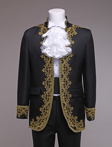 Costume rétro noir en jacquard