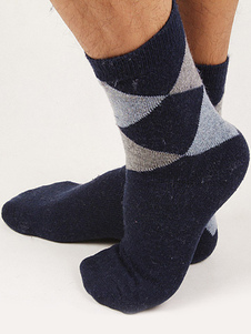 Chaussettes homme color-block en angora imprimé losangé