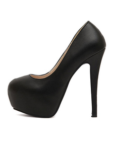 Eacarpins à plateforme à talons aigus en PU noir