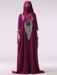 Robe de soirée belle bordeaux en chiffon avec perles col roulé longueur plancher