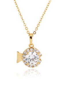 Poisson d'or strass Fashion collier de charme