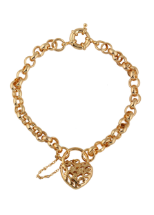 Bracelet chaîne en cuivre avec pendentif coeur