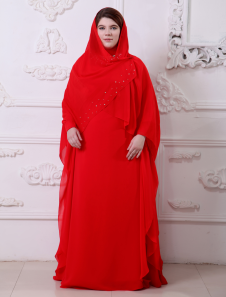 Robe de soirée en chiffon rouge avec paillettes à col roulé