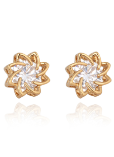 Grand rond brillant fleur métal boucles d'oreilles de la femme Fashion