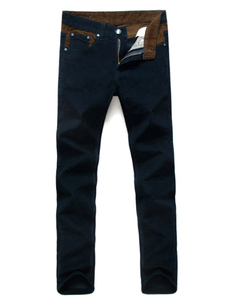 Pantalons chic coupe droite en velours cotelé unicolore