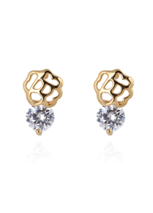 Or Fleur Strass mode Chic métal boucles d'oreilles pour femmes