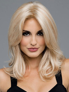 Perruque longueur d'épaule d'or dégradée de boucles en bas