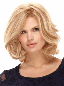 Perruque moyenne d'or dégradée en fibre de boucles volumineuses